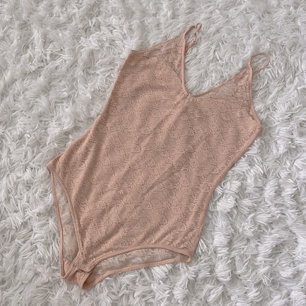 Pink lace bodysuit
